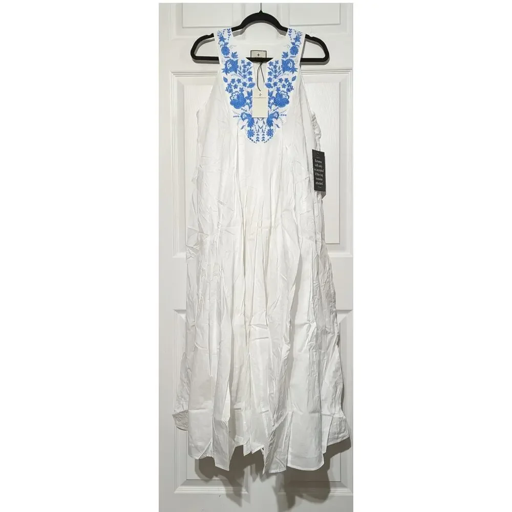 Tuckernuck White Cyprus Maxi Dress Large Floral Embroidered NWT Summer Vacation - Picture 5 of 10